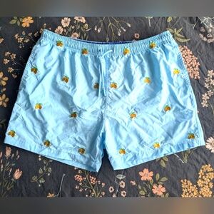Warren Webber Beachwear Embroidered Lemon Swim Shorts